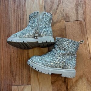 Cat & Jack Gold Glitter Zip-Detail Ankle Boots for Kids